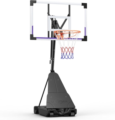 Portable Outdoor Basketball Hoop with 44/48"" Backboard – Quick Height Adjustment to 10ft, Mobile Base with Wheels for Court, Backyard or Driveway