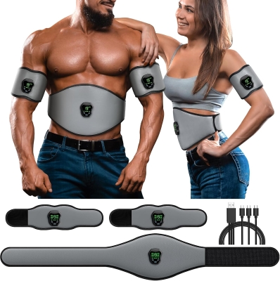 NEWPINE Powered Muscle Stimulator Fitness Belt — Grey