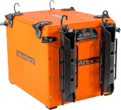 YakAttack BlackPak Pro 13in x 16in Kayak Fishing Crate – Orange, 4 TetherTube Rod Holders | Lightweight Durable Customizable (Made in USA)