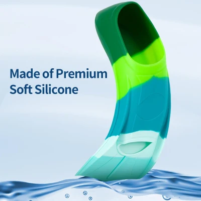 Kids Swim Training Fins — Soft Silicone Short Swim Flippers for Boys, Girls & Beginners