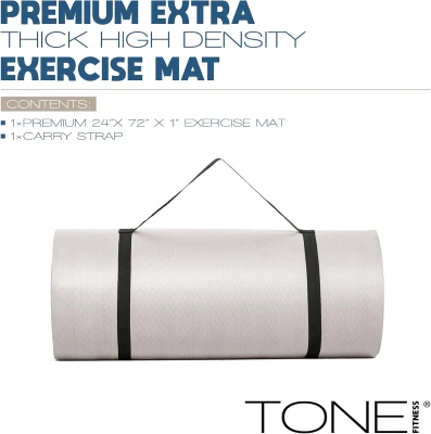 Tone Fitness 1-Inch High-Density Yoga & Pilates Mat with Carrying Strap — 24"" x 72""