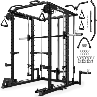 GOIMU S1-V4 Smith Machine Power Cage — 2000 lb Capacity All-in-One Squat Rack with Cable Crossover System and Multiple Attachments