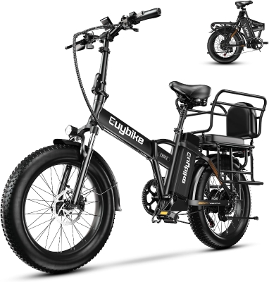 KEBIKO Folding Electric Bike 1000W Peak – 48V 20Ah Removable Battery, 30+ MPH, Up to 80-Mile Range, 20"" Fat Tire Foldable Ebike for Adults (Commute, Beach, Snow)