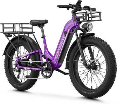 Aipas M1 Pro Step-Thru Electric Bicycle — 1800W Peak Brushless Motor (110 Nm), 48V 17.5Ah Removable Battery, 26 x 4.0"" Fat Tires, 36MPH, 7-Speed, Dual Suspension
