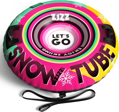 ZIZZ 48-inch Premium Canvas Inflatable Snow Tube — Heavy-Duty Winter Sled for Families
