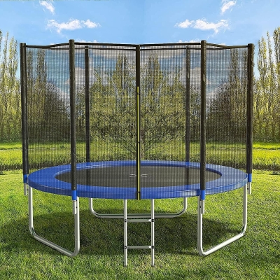 AOTOB Outdoor Trampoline with Enclosure Net, Basketball Hoop, Heavy-Duty PP Jump Mat, Spring Padding, Storage Bag & Ladder — 15 ft
