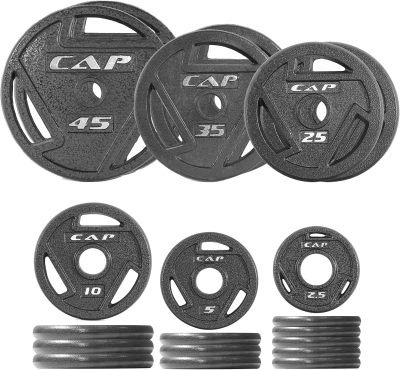 CAP Barbell 2-Inch Olympic Cast Iron Plate Weight Set | 75–285 lb Options, Durable Finished Weights