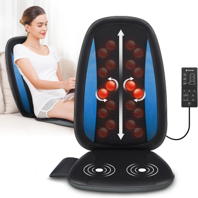 COMFIER Heated Shiatsu Back Massager Pad, Deep Tissue Kneading Seat Cushion with Adjustable Zones, Heat & Vibration for Home or Office – Gift