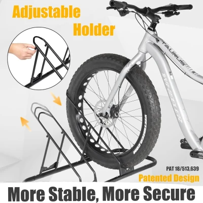CyclingDeal Fat-Bike Compatible Floor Rack for Up to 6 Bikes — Indoor Garage Stand with Tire Grooves, Adjustable Holders & Quick-Release Spacing