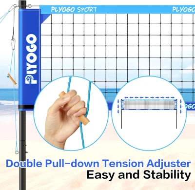 Professional Portable Backyard Volleyball Net Set with Adjustable Aircraft Aluminum Poles, Anti-Sag System, Dual Tension Adjusters & 1680D Carry Bag