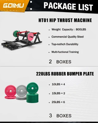 GOIMU HT01 Hip Thrust Machine — 800 lb Plate-Loaded Glute Drive with Band Pegs, Heavy-Duty Glute Bridge Station with Weight Holder