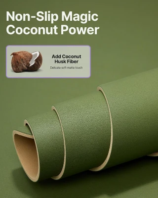 YOTTOY Non-Slip Hot Yoga Mat with Tear-Resistant Coconut Fiber & Natural Rubber, 72"" x 26"" x 5mm — Includes Carry Strap and Bag