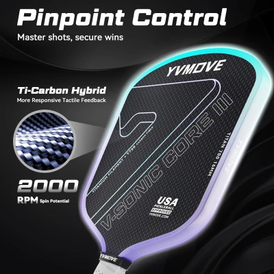 Pickleball Paddle for Advanced Players | Titanium-Carbon Hybrid Face | V-SONIC IV 16mm Core | Mid-Weight, Extended Grip | Large Sweet Spot | USAPA Approved