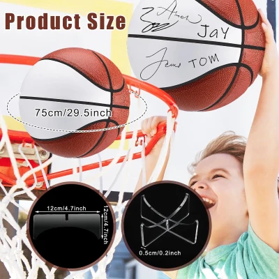 Liliful 2-Pack Official Size 7 Autograph Basketballs with 2 Stands, 2 Signature Pens and 1 Pump – Blank Panels for Trophies, Birthdays, Graduations