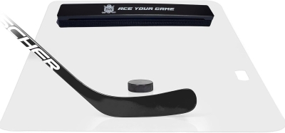 ACE HOCKEY 30"" x 60"" Shooting Pad with Puck Rebounder - 12.5 sq ft Synthetic Ice Mat & Puck Passer for One-Timers