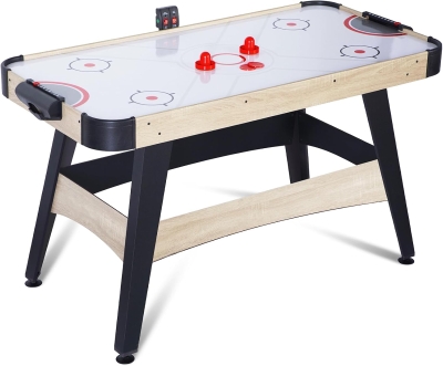58-inch Air Hockey Table (Light Wood Grain) with Powerful Motor, Digital LED Scoreboard, Includes 2 Pucks & 2 Pushers — Home Game Room Arcade Table