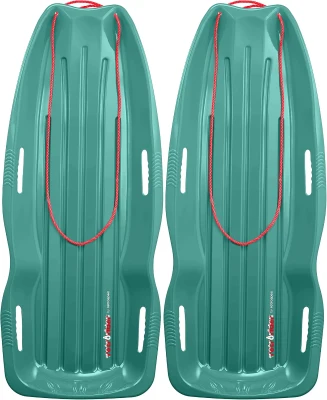 Retrospec Retrorider Plastic Toboggan Sled with Pre-Knotted Pull Rope, Cold-Proof Coating and Rigid Base — 35"" or 48"" for Kids & Adults