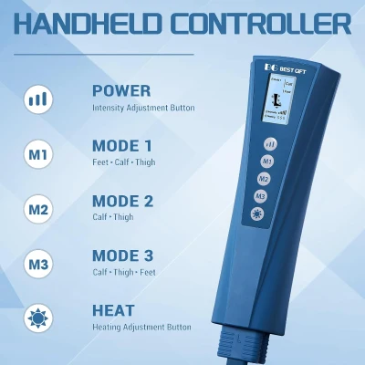 Air Compression Leg Massager with Heat — Full Leg (Foot to Thigh) Compression Therapy for Varicose Veins, Muscle Fatigue, Cramps, Swelling & Edema — Gift for Mom, Dad, Men & Women