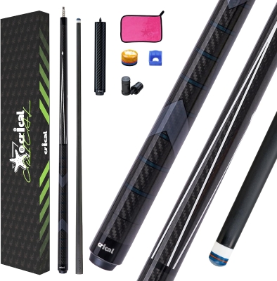 CRICAL 58-inch Carbon Fiber Pool Cue – Pro Low-Deflection Cue with 3/8×8 Stainless Joint and 12.5mm Tip