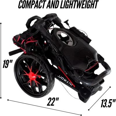 Bag Boy Nitron Auto-Open 3-Wheel Push Cart with Top-Lok Bag Attachment and Accessory Kit