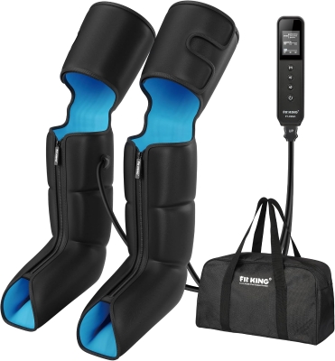 FIT KING Air Compression Leg & Foot Boots Massager - Full-Leg Circulation & Recovery System with Pressure Sensor, LCD Display & 3 Timers