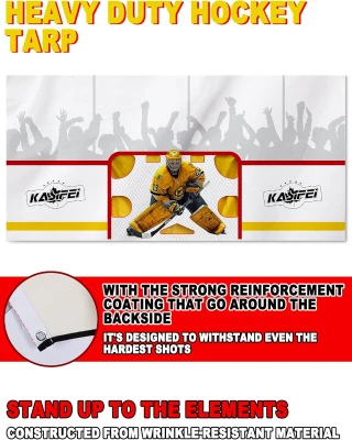 8 ft x 16 ft Heavy-Duty Hockey Shooting Tarp with Built-In Shooter Tutor – Training Net Replacement, Garage & Wall Protection