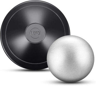 Deekin 2-Piece Training Set — 1.6 kg Rubber Discus + 8 lb Shot Put (Black) for School Track & Field Practice