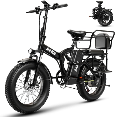 1000W Folding Electric Bike with 48V 20Ah Removable Battery — 20"" Fat Tire Ebike, 30+ MPH, Up to 80 Mile Range