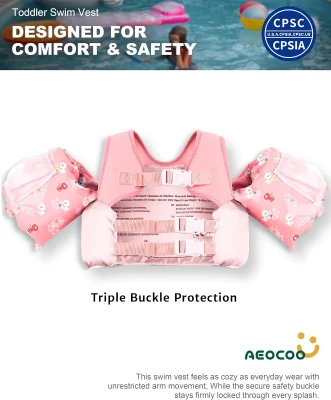 Puddle Float Jumper Swim Vest with Arm Floaties - Toddler Life Jacket for 20-70 lbs, Ages 1-9