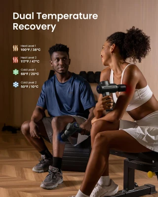 RENPHO Heat & Cold Massage Gun — Portable Percussion Deep Tissue Massager with Carrying Case, Ideal Christmas or Birthday Gift for Men & Women