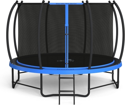 BCAN 8FT–16FT Outdoor Recreational Trampoline with Safety Enclosure and Ladder, ASTM F381-16 Certified, Durable Family Trampoline