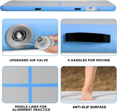 Air Tumble Track Inflatable Mat with Electric Pump - 6ft/10ft/13ft/16ft/20ft, 4in & 8in Thickness - Durable PVC Drop-Stitch Gymnastics Mat for Home, Pool, Beach and Park