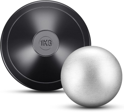 Deekin 2-Piece Training Set — 1 kg Rubber Discus + 6 lb Shot Put (Black) for School Track & Field Practice