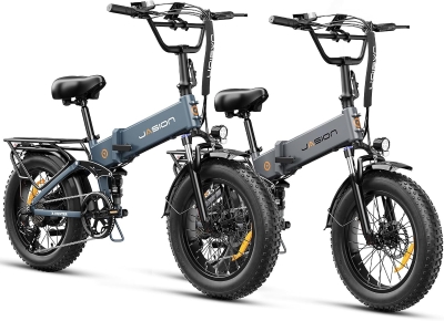 Jasion X-Hunter Foldable Electric Bicycle — Peak 1400W, 624Wh Removable Battery, 30 MPH, 20"" Fat Tires, Dual-Suspension, 55–70 Mile Range, 7-Speed