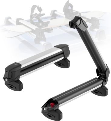 VEVOR Aluminum Ski & Snowboard Roof Rack — Holds up to 4 Pairs of Skis or 2 Snowboards, Locking, Rubber-Padded, Universal Fit for Most Crossbars