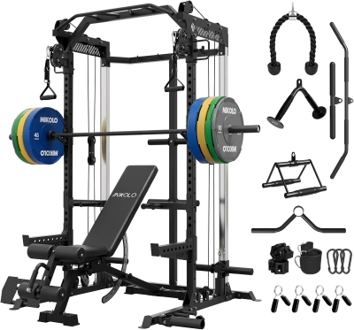 Mikolo HR05 2000LB Power Cage with Independent Dual Pulley System — Multi-Function Home Gym Rack & Cable Crossover