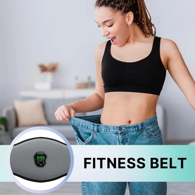 NEWPINE Powered Muscle Stimulator Fitness Belt — Grey