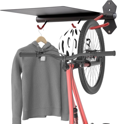 PRO BIKE TOOL Indoor Steel Bike Storage Rack — Compact Wall Mount Holder for Bicycles & Accessories, Black/Red