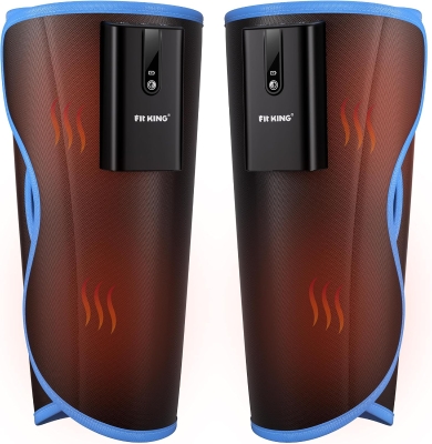 FIT KING Rechargeable Cordless Calf Compression Massager with Heat — 3 Heat Levels, 3 Modes & Intensities for Circulation, Edema, RLS & Pain Relief — Portable Gift