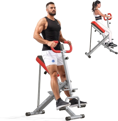 SogesHome Foldable Row & Squat Machine for Home — Full-Body Trainer with Adjustable Resistance Bands, Raised Cushion and Adjustable Seat, 330 lb Capacity