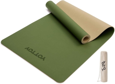 YOTTOY Non-Slip Hot Yoga Mat with Tear-Resistant Coconut Fiber & Natural Rubber, 72"" x 26"" x 5mm — Includes Carry Strap and Bag