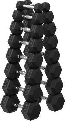 Hex Rubber-Encased Dumbbell Pairs (5–40 lb) — Solid Cast Iron Home Gym Hand Weights for Strength & Muscle Training
