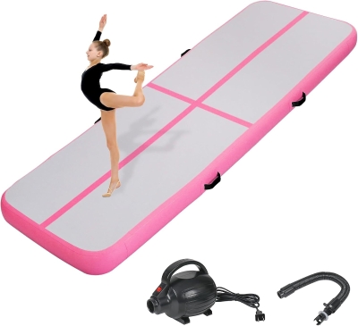 Air Inflatable Tumbling Mat for Gymnastics - 6ft/10ft/13ft/16ft/20ft Air Track, 4in or 8in Thick with Electric Pump, Portable for Home, Cheer, Yoga, Water & Outdoor