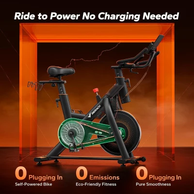 MERACH Self-Powered Magnetic Exercise Bike — 40 lb Flywheel, 350 lb Capacity, Auto-Adjust Resistance & App Connectivity