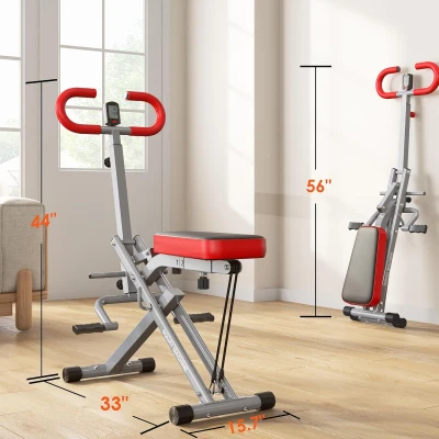 SogesHome Foldable Row & Squat Machine for Home — Full-Body Trainer with Adjustable Resistance Bands, Raised Cushion and Adjustable Seat, 330 lb Capacity