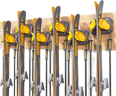 Skifavs Ski & Snowboard Wall Rack - Fits Any Ski/Board, Damage-Free Storage, Yellow (6-Pack)