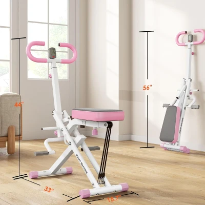 SogesHome Foldable Row-and-Squat Trainer for Home Workouts — Adjustable Resistance Bands, Female-Friendly Design, Glute & Core Focus, 330 lb Capacity