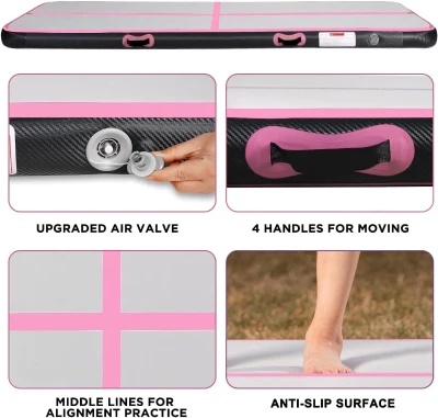 Air Tumble Track Mat with Electric Pump - Inflatable Gymnastics Mat 10ft/13ft/16ft/20ft, 4in or 8in Thick - Portable, Waterproof for Home Training, Cheer & Pool Use