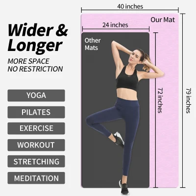 Hatha Extra-Long TPE Yoga Mat 79"" x 40"" x 1/2"" Thick — Non-Slip Exercise & Fitness Mat