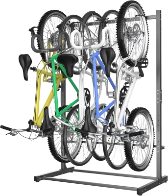 WALMANN Freestanding 5-Bike Floor Stand | Heavy-Duty Vertical Bike Storage for Garage & Shed, No Drilling Required